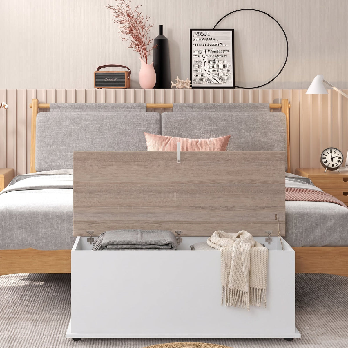 HOMCOM Multipurpose Wooden Storage Bench for Bedroom Entrance White 100x40x40cm