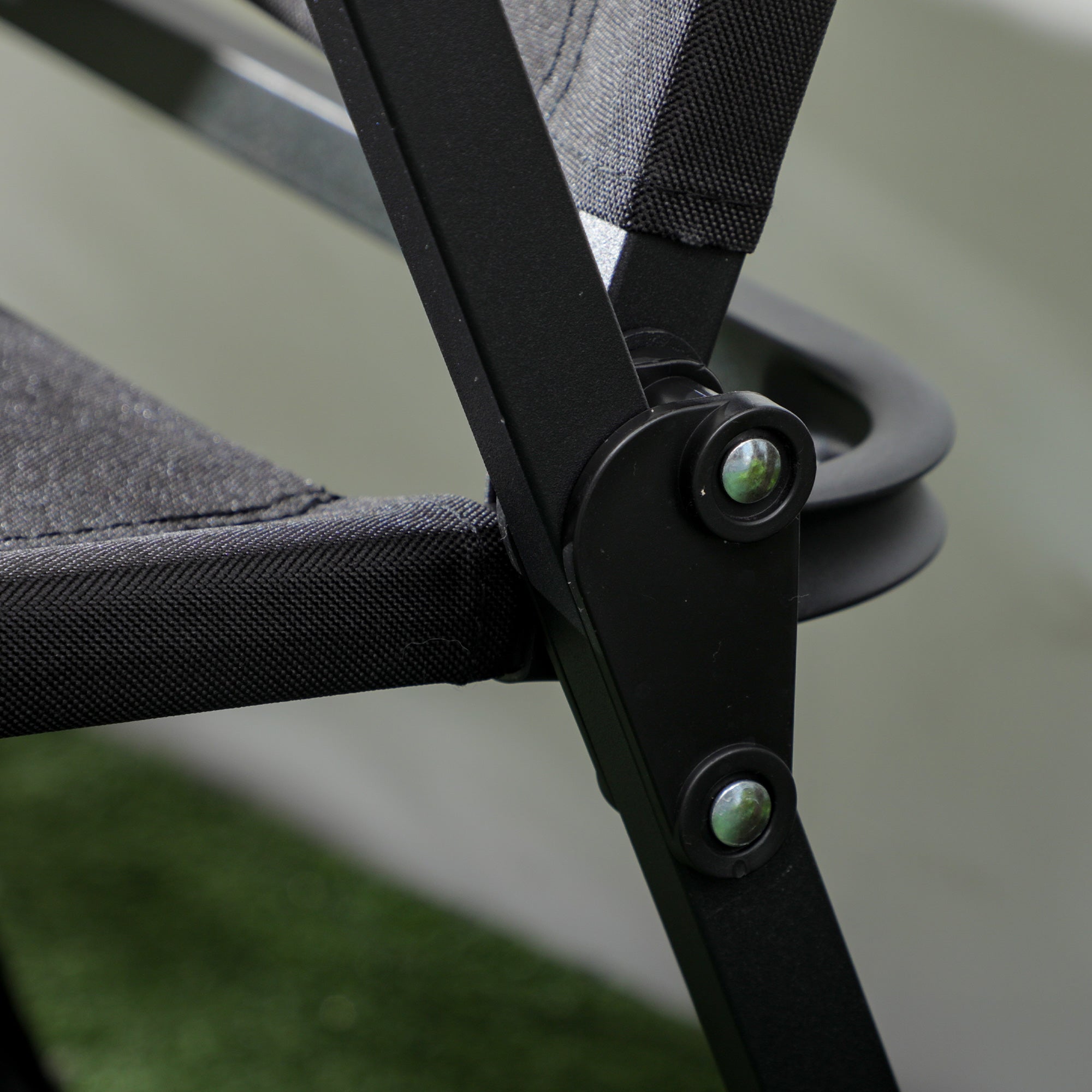 Folding Outdoor Chair with Armrests, Seat in Oxford Fabric and Steel, Black