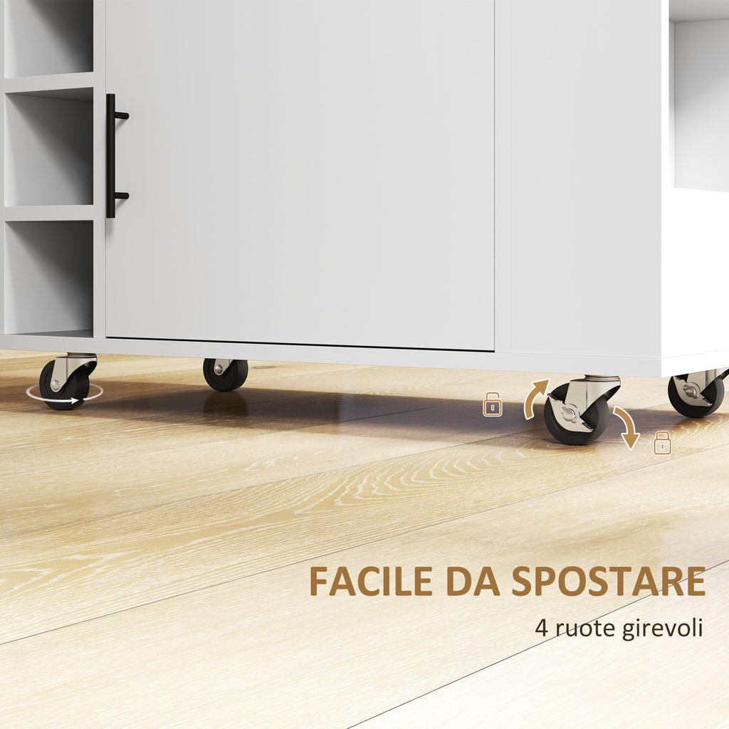 Kitchen Trolley with Wheels, Shelves, Cabinet and Bottle Rack, 83x40x83 cm, Oak