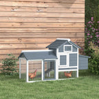 PawHut Wooden Chicken Coop, 151.5x54x87cm, Dark Grey