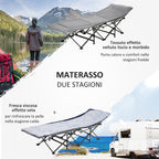 Folding and Padded Camping Cot with Storage Pocket, 188x64.5x53 cm, Light Gray