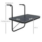 Outsunny Folding and Adjustable Balcony Table, Made of Aluminum and Composite Wood, 60x40x55-64 cm, Black