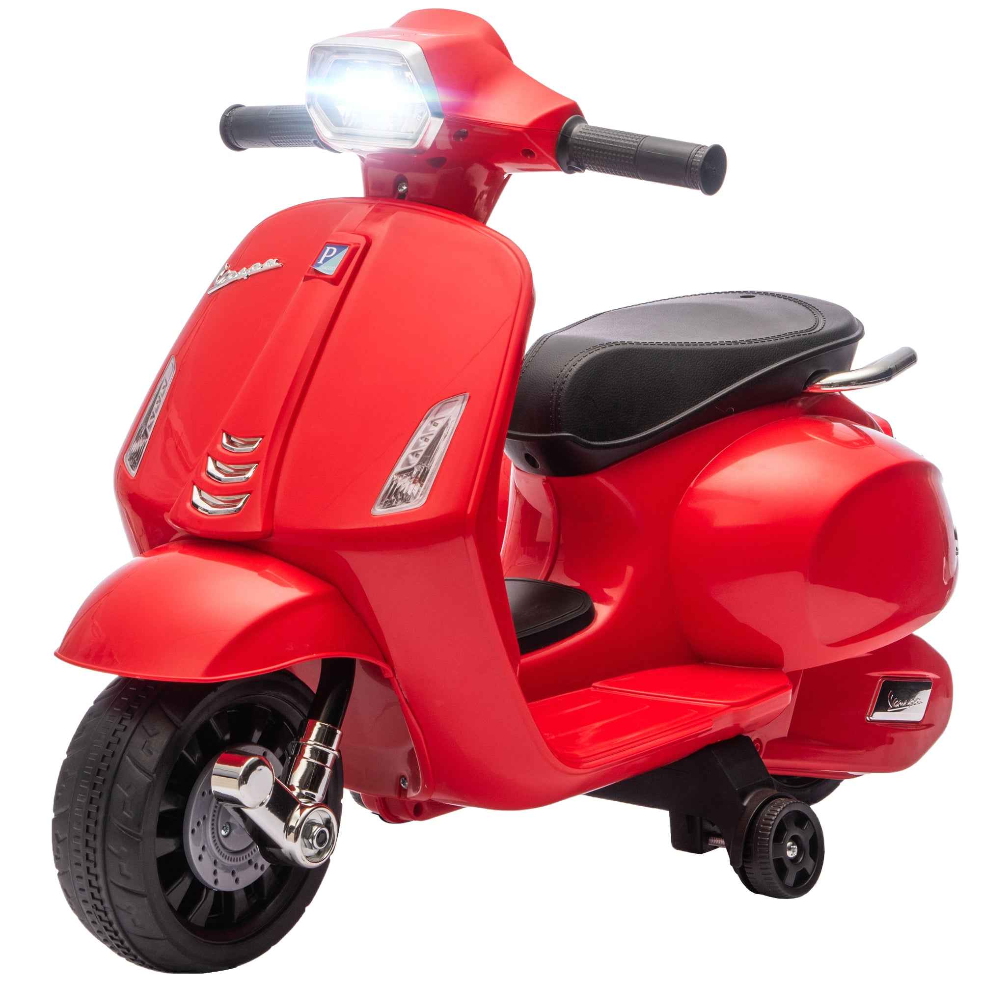 Electric Motorcycle for Kids Ages 2-6 with 6V Battery, Headlight, Horn and Auxiliary Wheels, Red