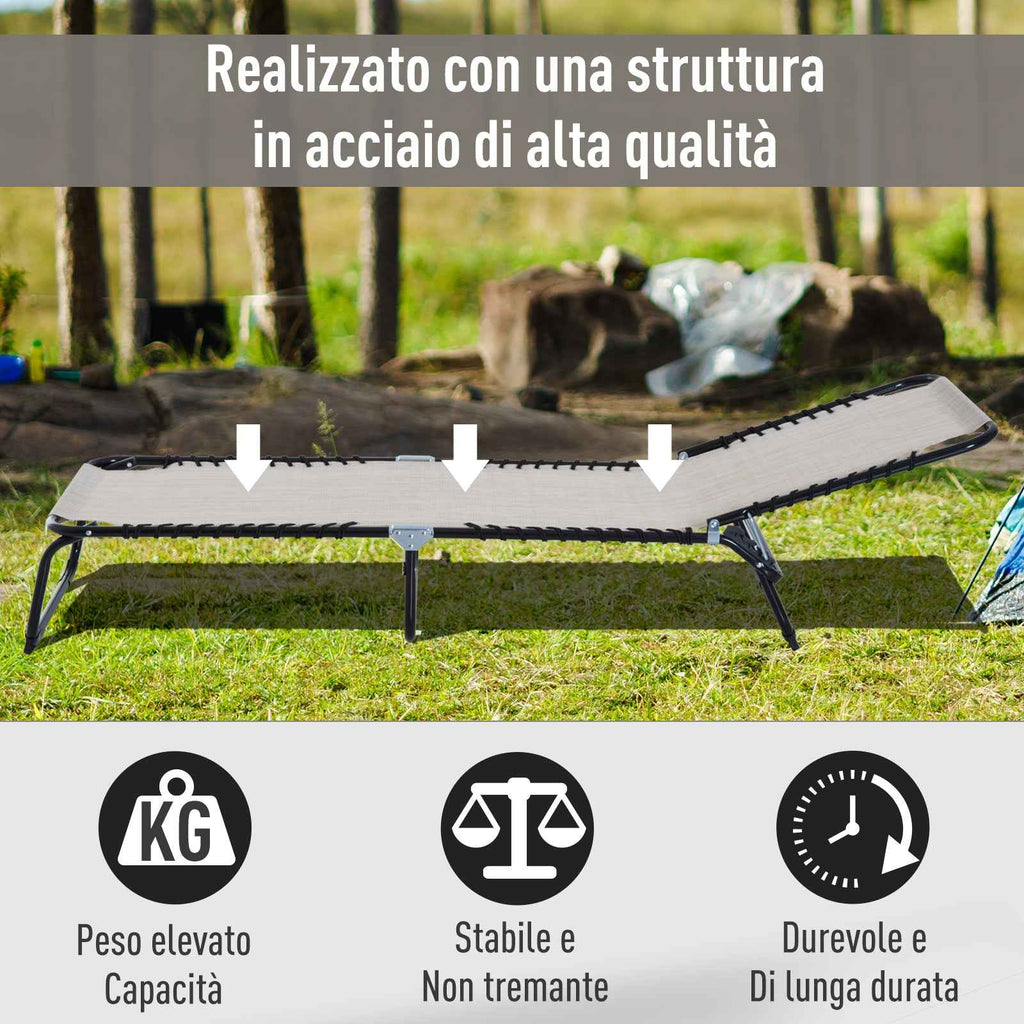 Outsunny Steel and Breathable Fabric Sun Lounger with Reclining Backrest, 197x58x30 cm