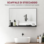 Wall-Mounted Bathroom Mirror with Shelf, Modern and Multipurpose Design, 60x12x40 cm, Black