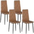 Set of 4 Modern High-Back Dining Chairs in Faux Leather and Steel, 41x50x97 cm, Brown