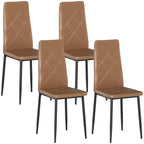 Set of 4 Modern High-Back Dining Chairs in Faux Leather and Steel, 41x50x97 cm, Brown