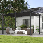 Pergola Gazebo 4x3 m with 8 Drainage Holes, in Aluminium, Metal and Polyester, Dark Gray - Borgè