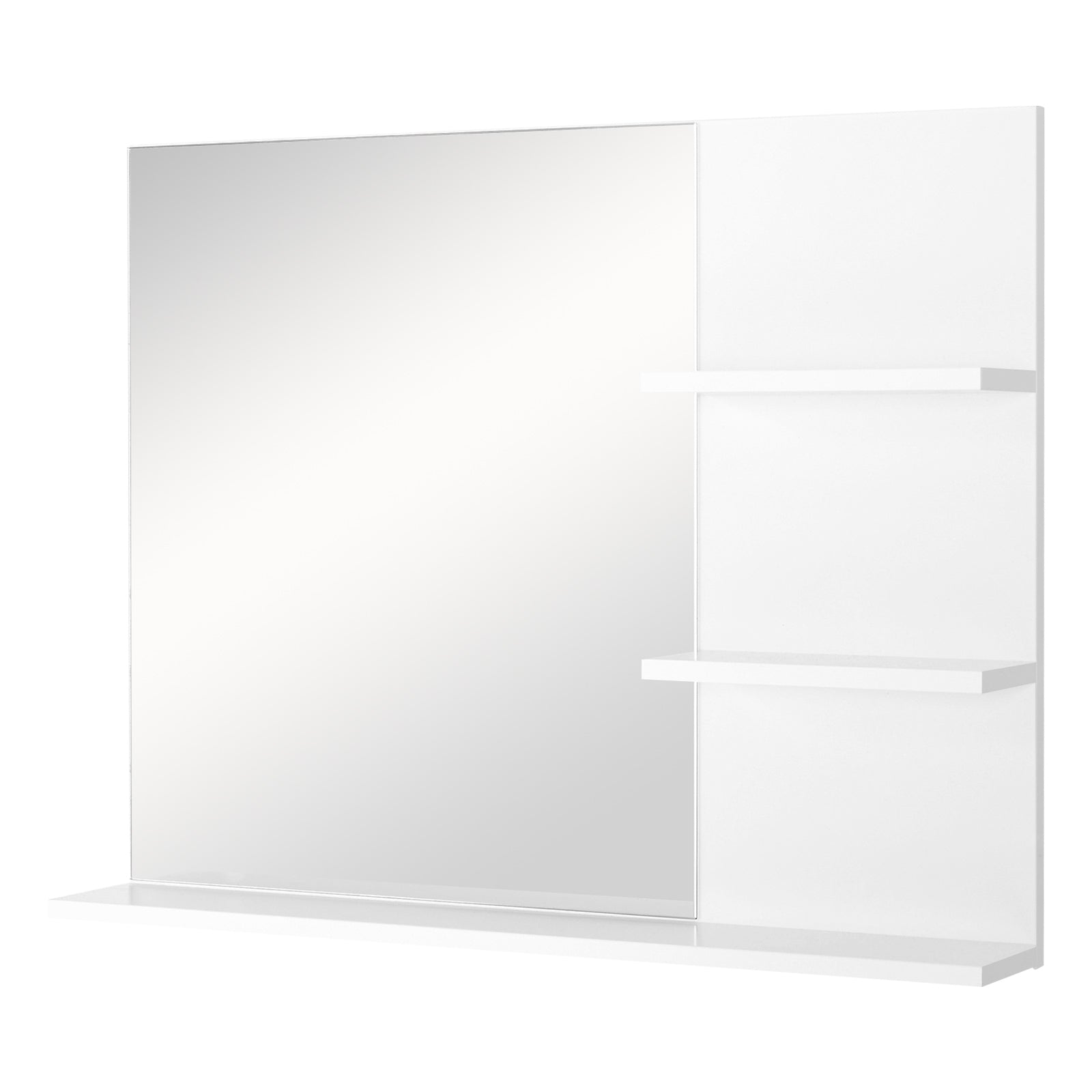 kleankin Bathroom Wall Cabinet 60 x 10 x 48cm, with Mirror and 3 Shelves, White MDF Wall Cabinet