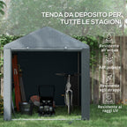Tool Storage and Garage Tent for Bikes and Motorcycles with Anti-UV Cover, 1.6x2m, Dark Grey