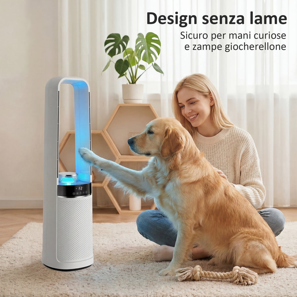 Bladeless Tower Fan, 36dB Quiet, 94cm, White, Bedroom