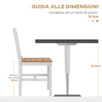 HOMCOM Set of 4 Kitchen and Living Room Chairs with Cross Backrest, in Pine Wood, 41x46.5x86 cm - Borgè