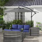 Decentralized Garden Umbrella with Cross Base and Crank Opening, 294x193cm, Gray - Borgè