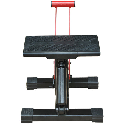 Height Adjustable Motorcycle Stand with Crank, Steel and Rubber, 28x17.5x24.5-35.5 cm, Black and Red