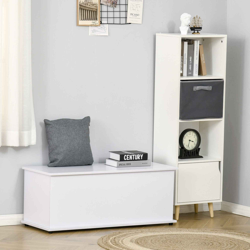HOMCOM Multipurpose Chipboard Storage Bench with Opening Lid, for Bedroom and Entrance, 100x40x40cm, White