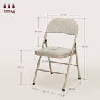 Set of 6 Modern Folding Chairs in Steel and Polyester, 45x46x78 cm, Beige