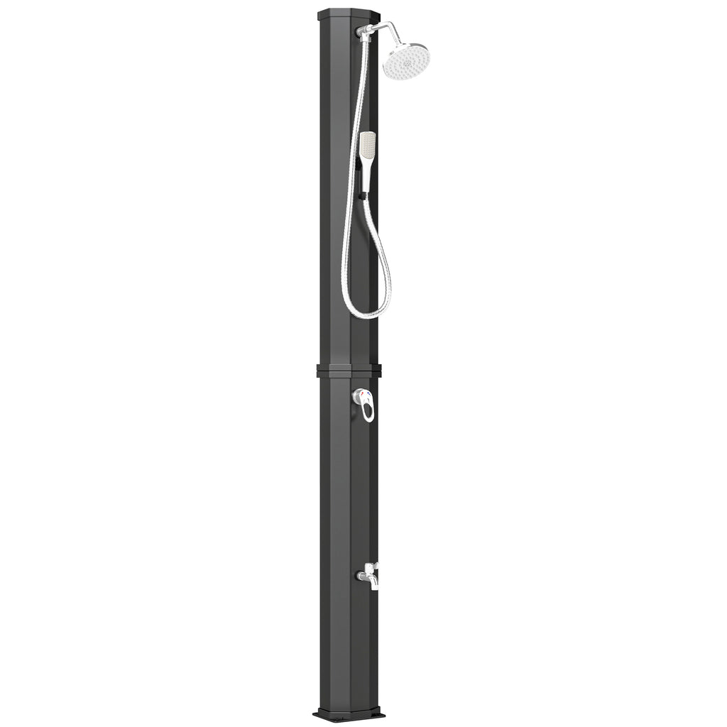 Outsunny 60L Solar Shower, Outdoor Garden Shower with 2 Heated Shower Heads