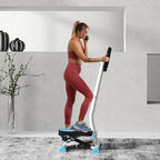 Stepper with Handlebar, Non-Slip Pedals and LCD Monitor, in Steel and ABS, 55x44x108 cm, White Black and White