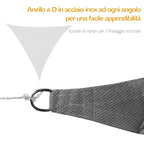 Anti-UV and Breathable Triangular Awning with D Hooks, in HDPE, 5x5x5 m, White and Blue - Borgè