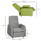 Reclining Relax Armchair with Removable Footrest, Replacement Cover and Seat with Springs, Gray