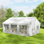 Outsunny 4x6m Party Tent with Windows and 4 Removable Side Walls, Steel and PE, White