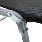 Outsunny Folding Garden Lounger with Reclining Backrest and Cushion, in Metal and Texteline, 182x56x28 cm, Black
