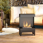 Freestanding Bioethanol Fireplace with 0.9L Burner and 3.3 Hours Burn Time, 38x22x54 cm, Black