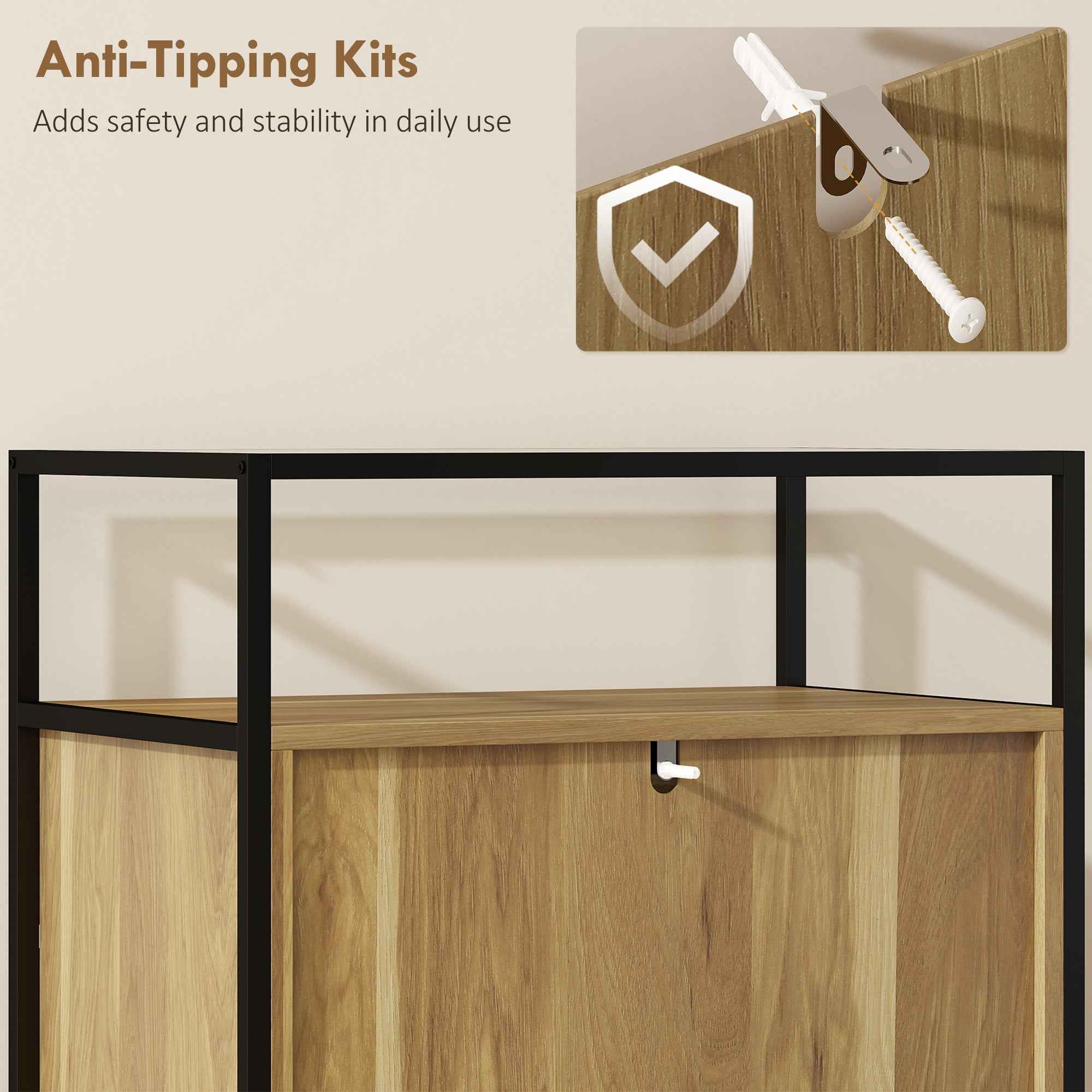 4-Drawer Chest with Open Shelf in Steel and Glass