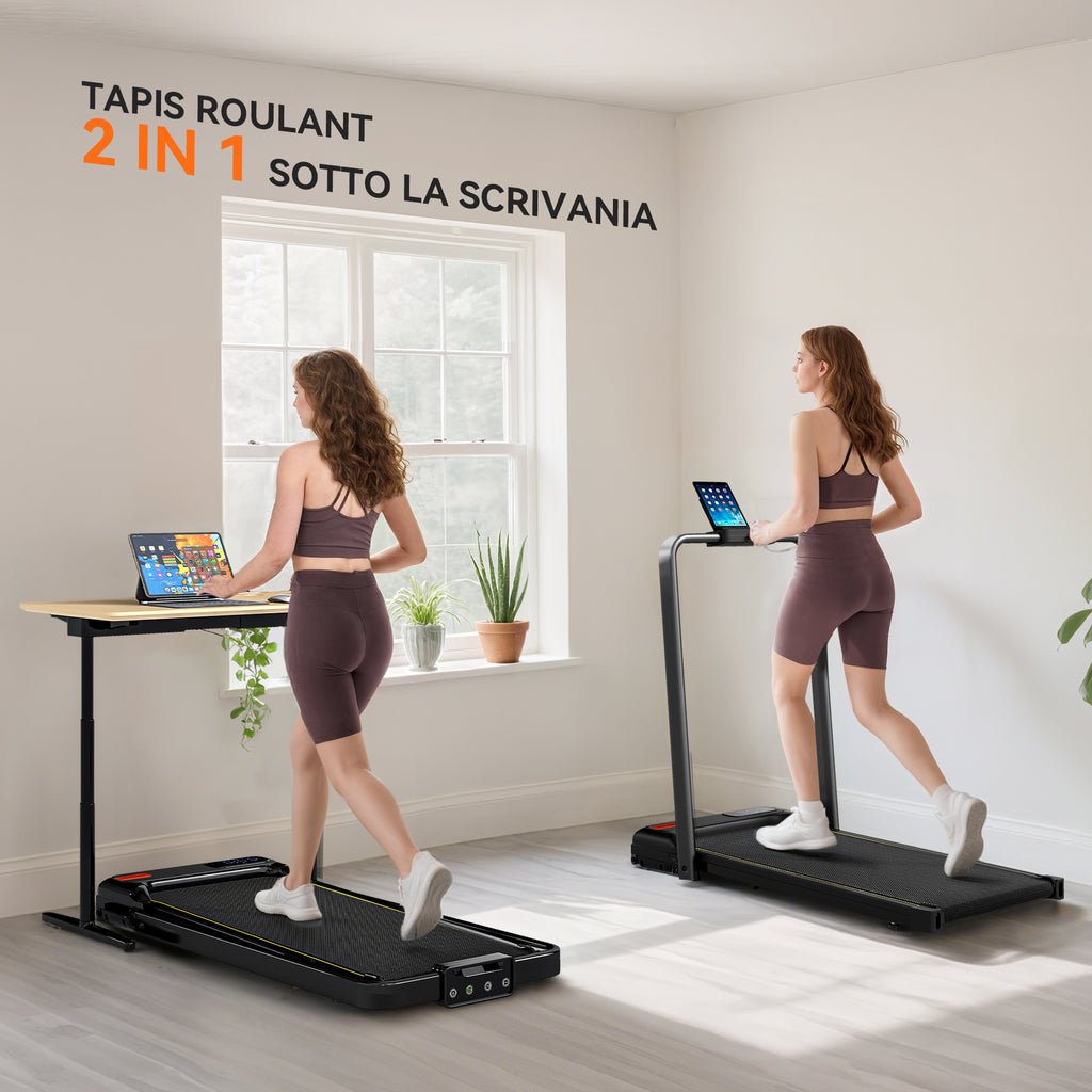Folding Treadmill with Adjustable Incline, Speed 1-10 km/h, LED Display and Remote Control, Black