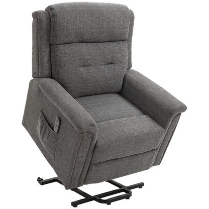 Lifting Reclining Relax Chair with Footrest, Grey Fabric Upholstery