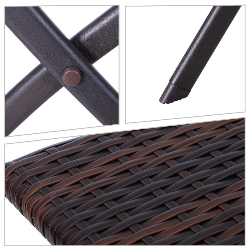3-Piece Folding Garden Set, PE Rattan and Metal, 2 Chairs and Coffee Table, UV Protection, Balcony Furniture Set, for Patio and Backyard, Brown - Borge' Group Limited