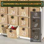 Wooden Christmas Advent Calendar in the Shape of a Book with Christmas Themes, 22x7x32 cm, White and Wood Color