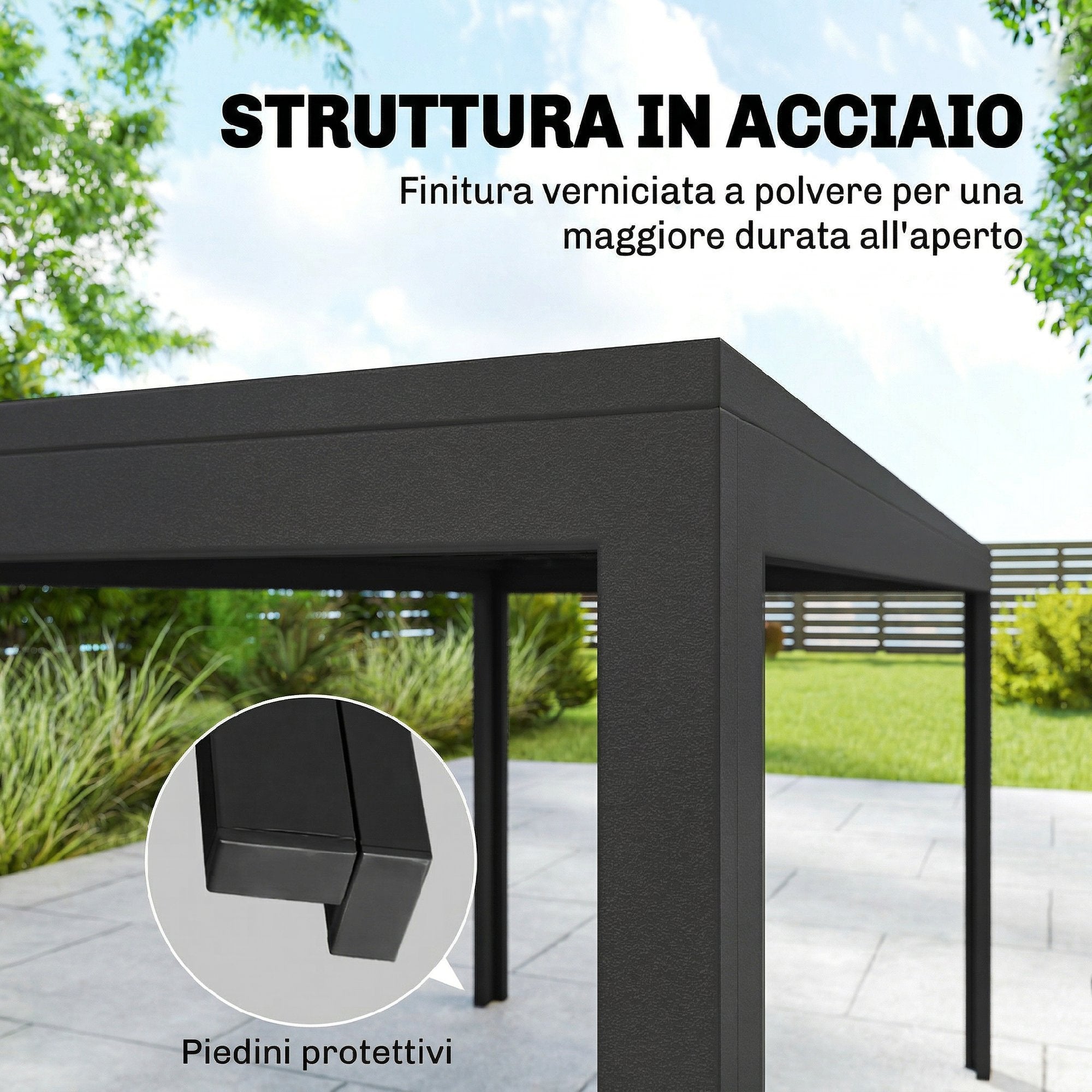 Outsunny Outdoor Dining Set, Table with Umbrella Hole and 6 Chairs, Black