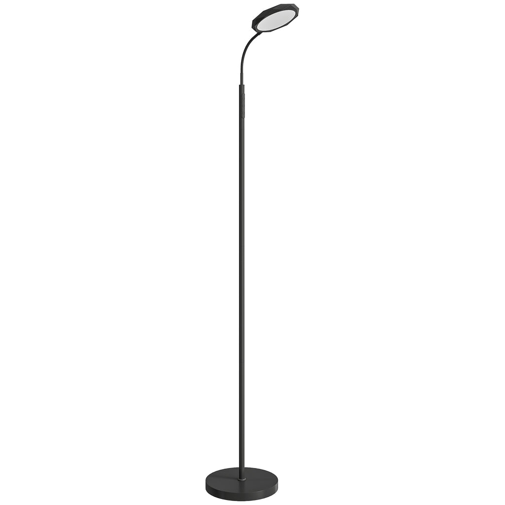 LED Floor Lamp with Remote Control, Swivel Head, Brightness and Temperature Adjustment, Black