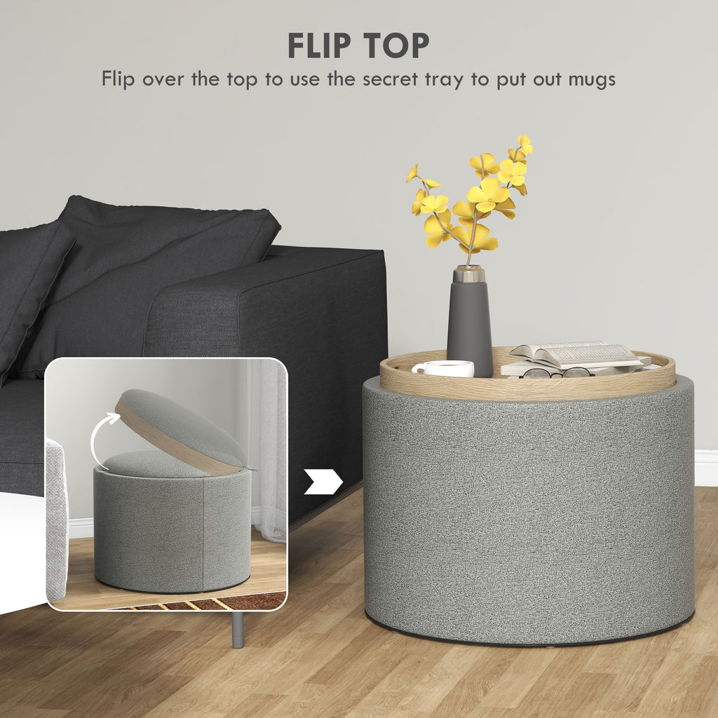 Homcom pouf 120 kg Max Linian effect container with limelight, in MDF, 56x56x42 cm, gray - Borgè