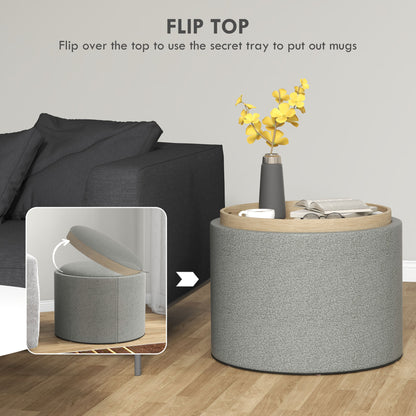 Homcom pouf 120 kg Max Linian effect container with limelight, in MDF, 56x56x42 cm, gray