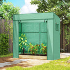 Outsunny Greenhouse for Plants with 2 Side Mesh Windows and Roller Door, in PE and Steel, 196x77x197 cm, Green