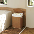 72L Laundry Hamper with Bamboo Lid, Rope Handles and Removable Bag, Brown