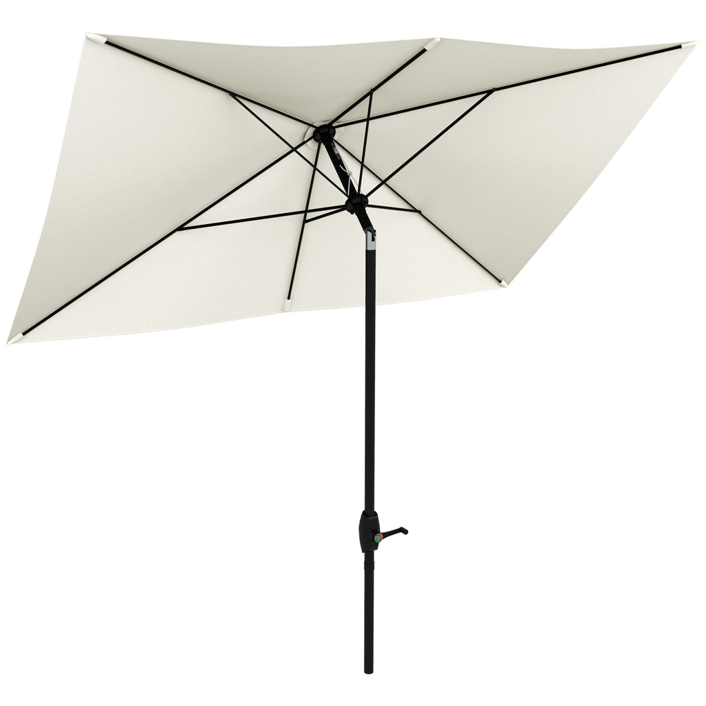 2x3m Rectangular Garden Umbrella with Crank Opening and Adjustable Tilt, Beige