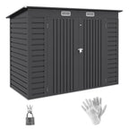 Tool Shed with Latch, Galvanized Steel, 249x121x183 cm, Grey