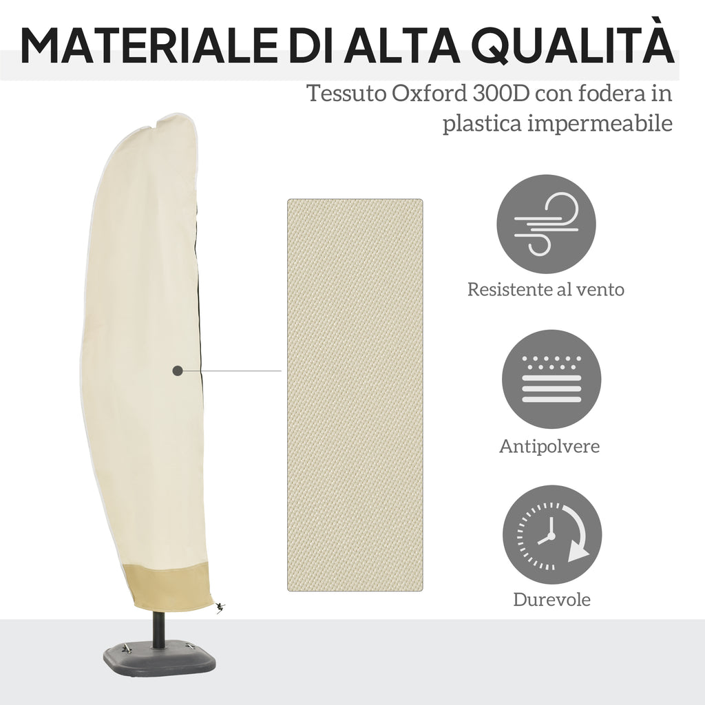 3x3m Waterproof Umbrella Cover, Cantilever Umbrella Cover with Zipper and Tie, Beige