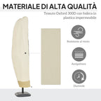3x3m Waterproof Umbrella Cover, Cantilever Umbrella Cover with Zipper and Tie, Beige
