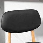 Set of 2 Bar Stools with Backrest, Faux Leather Cover and Footrest, 42x47x92cm, Black - Borgè
