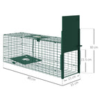 Small Animal Cage Trap with One Door and Handle, 80x25x30 cm, Dark Green