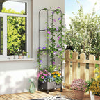 Outsunny 185cm Raised Trellis Planter with Drainage Holes and 4 Wheels, PE and PP Coated Metal, Black