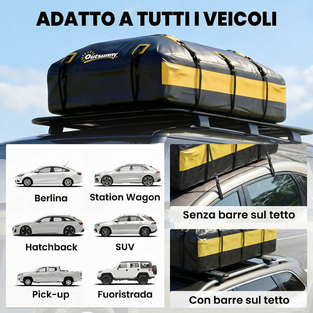 Outsunny 595L Waterproof Roof Rack Cargo Bag, Yellow