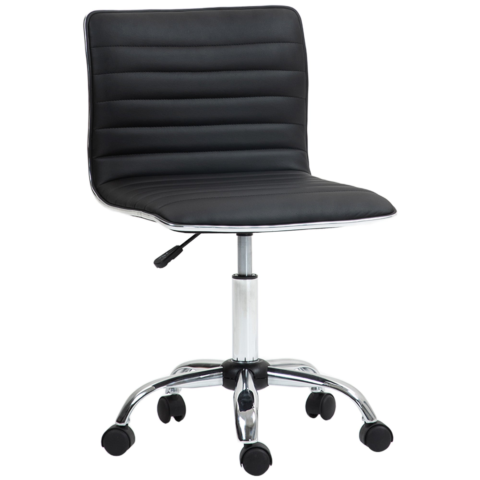 Ergonomic Office Chair in PU Leather with Adjustable Height, Swivel Seat and Wheels, Black