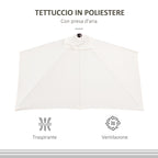 Space-saving Mezzaluna Wall Parasol with Crank Opening, Cream - Borgè