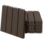 Outsunny Set of 9 Interlocking Terrace Tiles, Non-Slip PP Floor Tiles (30x30x2cm), Area: 0.81 m², Brown