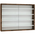 4-Tier Adjustable Display Cabinet, Wall-Mounted Glass and Wood Display Case, 80x9.5x60 cm, Brown